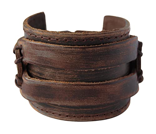 axy LAB1-1 LEDERARMBAND BREIT Serie! ECHT Leder Armband Vintage Leather Bracelet! Surferarmband Herren (Braun/Brown) von axy