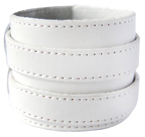 axy LAB1-13 LEDERARMBAND BREIT Serie! ECHT Leder Armband Leather Bracelet! Surferarmband Herren Schmuck (Weiss/White) von axy