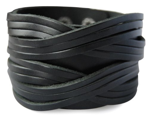 axy LAB1-14 LEDERARMBAND BREIT Serie! ECHT Leder Armband Leather Bracelet! Surferarmband Herren (Schwarz) von axy