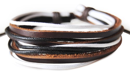 axy LEBA1 Leder + Baumwolle Serie! Lederarmband Bracelet Leather Unisex!Surferarmband Armband Herren Damen Schmuck (Modell 11) von axy