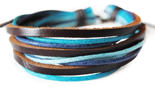 axy LEBA1 Leder + Baumwolle Serie! Lederarmband Bracelet Leather Unisex!Surferarmband Armband Herren Damen Schmuck (Modell 8) von axy