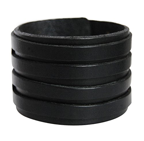 axy LEDERARMBAND BREIT SERIE LAB1-17! ECHT LEDER Armband Leather Bracelet! Surferarmband Herren Schmuck (Schwarz) von axy