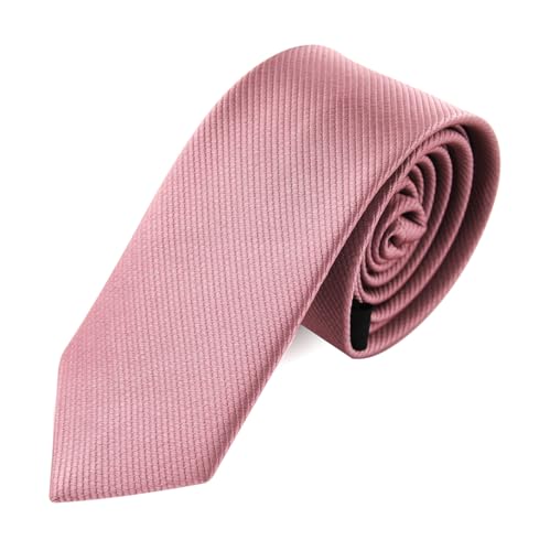 axy Schmale Herren Krawatte einfarbig mit Geschenkbox 5cm breite in verschiedenen Farben Krawatten Konfirmation Slim Tie HK4 (Altrosa 5 cm) von axy