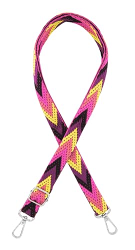 axy Schultergurt 2cm Breiter Verstellbarer Taschengurt für Handtaschen mit Zick-Zack Muster Ersatz Wechsel Schulterriemen Ersatzgurt Trageriemen für Damen Taschen (Pink-Gelb-Violett) von axy