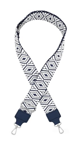 axy Schultergurt 4cm Breiter Verstellbarer Taschengurt für Handtaschen mit Azteken Muster Ersatz Wechsel Schulterriemen Ersatzgurt Trageriemen für Damen Taschen (Blau-Weiss) von axy