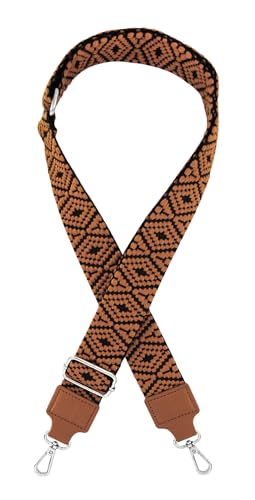 axy Schultergurt 4cm Breiter Verstellbarer Taschengurt für Handtaschen mit Azteken Muster Ersatz Wechsel Schulterriemen Ersatzgurt Trageriemen für Damen Taschen (Braun-Schwarz) von axy