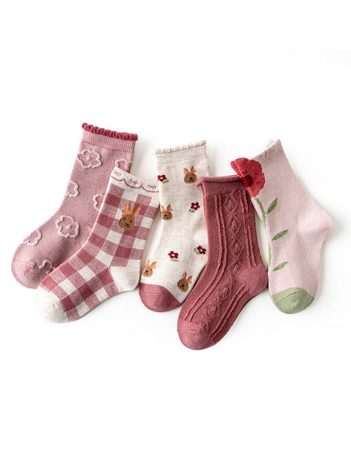 axy Socken axy Kinder Socken 5 Paar Multipack Mädchen Strümpfe (Set, 5er-Pack, 5 Paar) Geschenke Bunte Weich Neuheit Kindersocken von axy