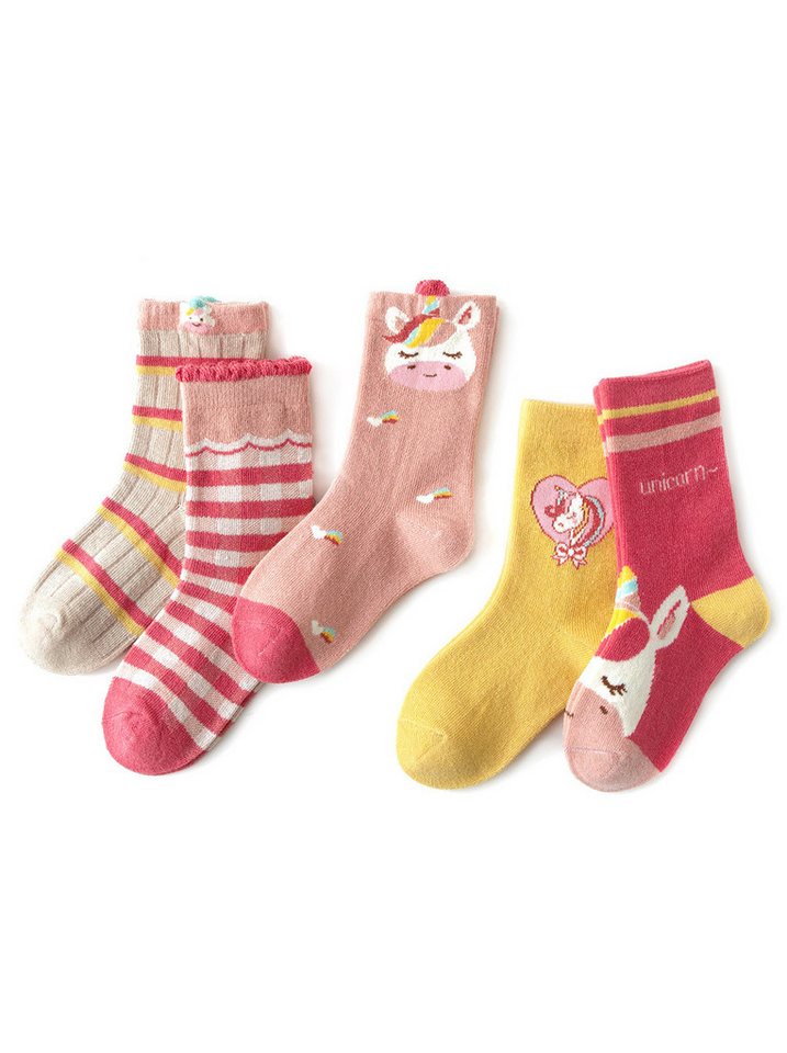 axy Socken axy Kinder Socken 5 Paar Multipack Mädchen Strümpfe (Set, 5er-Pack, 5 Paar) Geschenke Bunte Weich Neuheit Kindersocken von axy