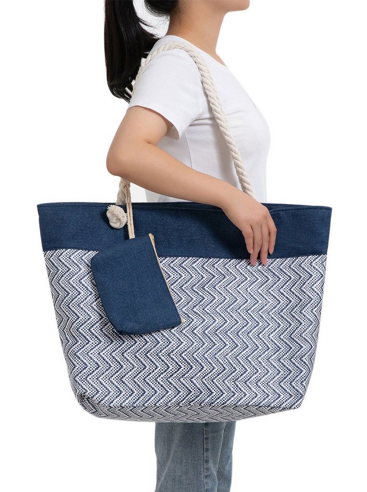 axy Strandtasche Multifunktionale Strandtasche Familie Strandtasche Shopper Damen, Modisch, Faltbar, Jute von axy