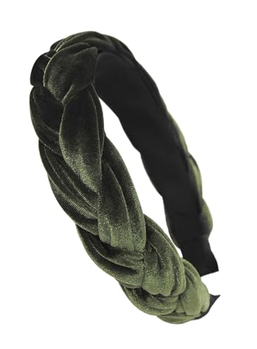 axy Trachten Haarreif geflochten fürs Dirndl Samt Flechtoptik Damen Stirnband Haarschmuck Haarreifen Hairband HRZ3 (Grün) von axy