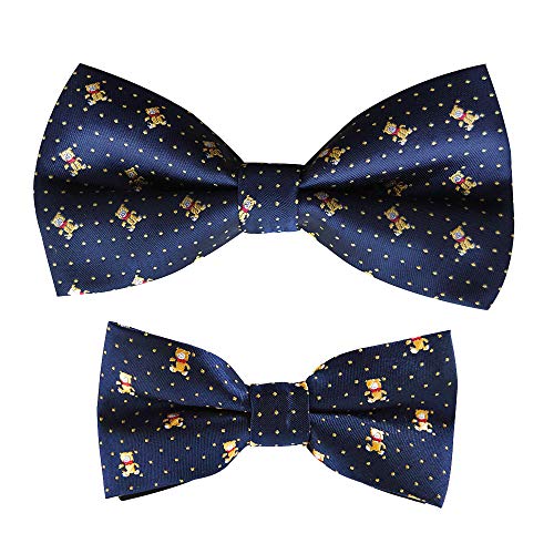 axy Vater-Sohn Partnerlook Fliege Schleife, bereits gebunden, Konfirmation verstellbar in verschiedenen Farben FLIP1 (Bunt Nr.2) von axy