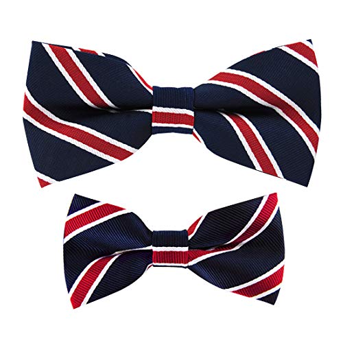 axy Vater-Sohn Partnerlook Fliege Schleife, bereits gebunden, Konfirmation verstellbar in verschiedenen Farben FLIP1 (Bunt Nr.9) von axy