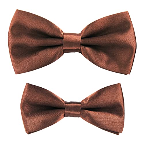 axy Vater-Sohn Partnerlook Fliege Schleife, bereits gebunden, Konfirmation verstellbar in verschiedenen Farben FLIP1 (Hellbraun) von axy