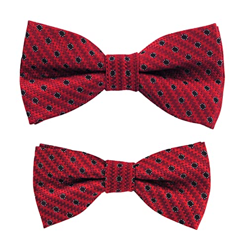 axy Vater-Sohn Partnerlook Fliege Schleife, bereits gebunden, gemusterte Fliegen, Konfirmation verstellbar in verschiedenen Farben FLIP2 (Bunt Nr.23) von axy