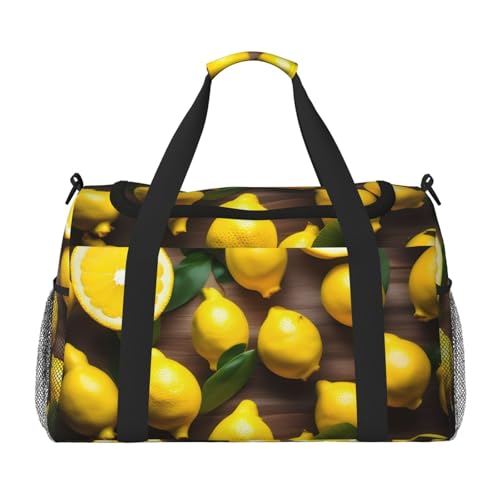 Fresh Tropical Lemons Print Large Capacity Hand Carry Bag for Women Foldable Carry On Tote for Airplane Travel von axzttupy
