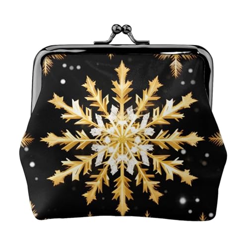 Goldene Weihnachts-Schneeflocken-Druck, kompakte Münzgeldbörse, exquisite Kuss-Lock-Geldbörse, niedliche Mini-Tasche, Münzen, Karten, Geldbörse von axzttupy