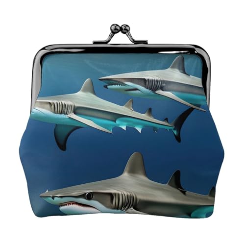 Hammerhead Sharks Print Compact Coin Purse Exquisite Kiss Lock Wallet Cute Mini Pouch Coins Cards Wallet von axzttupy
