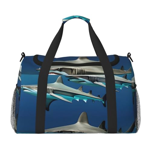 Hammerhead Sharks Print Large Capacity Hand Carry Bag for Women Foldable Carry On Tote for Airplane Travel von axzttupy
