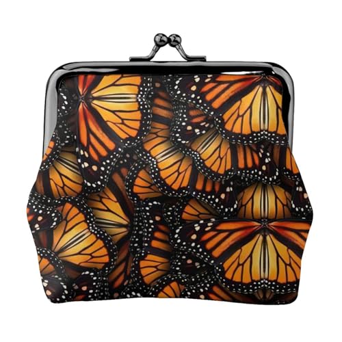 Heaps of Orange Monarch Butterflies Print Compact Coin Purse Exquisite Kiss Lock Wallet Cute Mini Pouch Coins Cards Wallet von axzttupy