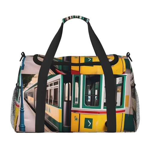 Lissabon Tram Pattern Print Large Capacity Hand Carry Bag for Women Foldable Carry On Tote for Airplane Travel Lissabon Tram Pattern Print Large Capacity Hand Carry Bag for Women Foldable Carry On Tote for Airplane Travel von axzttupy