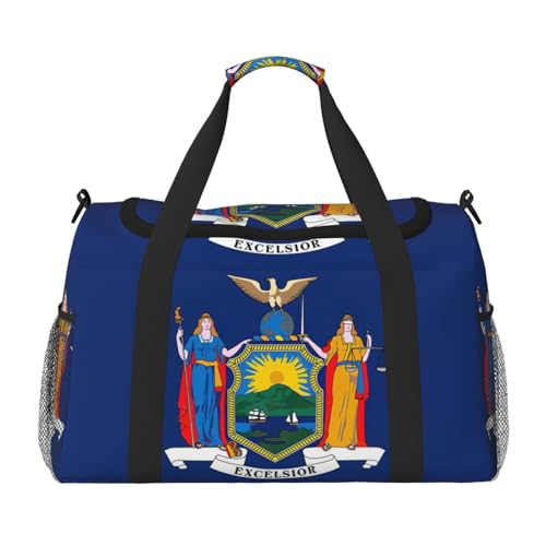 New York State Flag Print Large Capacity Hand Carry Bag for Women Foldable Carry On Tote for Airplane Travel von axzttupy