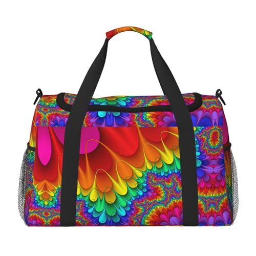 Rainbow Tie Dye-Red Print Large Capacity Hand Carry Bag for Women Foldable Carry On Tote for Airplane Travel von axzttupy