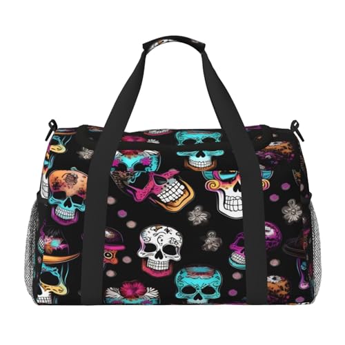 Sugar and Skulls Style Print Large Capacity Hand Carry Bag for Women Foldable Carry On Tote for Airplane Travel Sugar and Skulls Style Print Large Capacity Hand Carry Bag for Women Foldable Carry On Tote for Airplane Travel von axzttupy