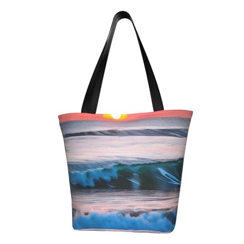 Sunset and Sunrise with Ocean Sea Waves Print Versatile Use Bag Summer Crossbody Handbag Travel Beach Shopping Stylish Accessory von axzttupy
