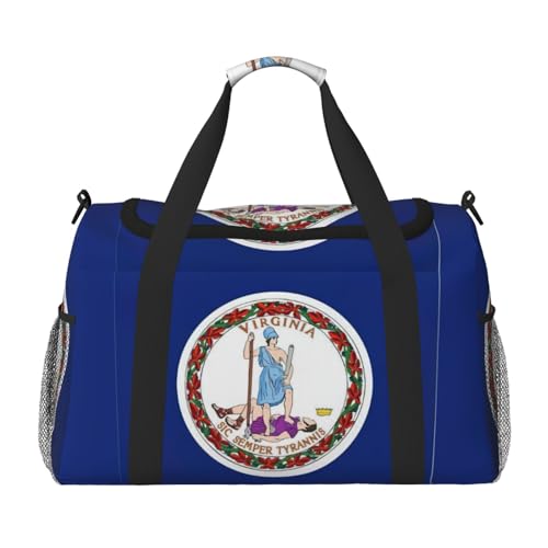 Virginia State Flag Print Large Capacity Hand Carry Bag for Women Foldable Carry On Tote for Airplane Travel von axzttupy