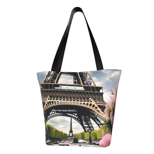 axzttupy Blume Paris Eiffelturm Druck vielseitige Verwendung Tasche Sommer Crossbody Handtasche Reise Strand Einkaufen Stilvolles Accessoire von axzttupy