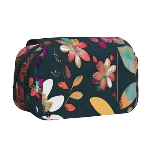 axzttupy Buntes Federmäppchen mit Boho-Blumendruck, stilvolles Federmäppchen, Reise- und Bürobedarf, praktischer Make-up-Organizer von axzttupy
