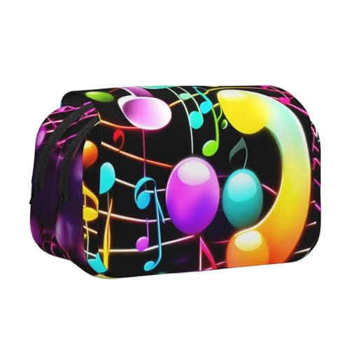 axzttupy Buntes Federmäppchen mit Musiknoten-Druck, stilvolles Federmäppchen, Reise- und Bürobedarf, praktischer Make-up-Organizer von axzttupy