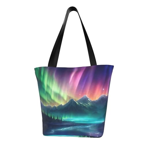 axzttupy Dark Northern Lights Print Versatile Use Bag Summer Crossbody Handbag Travel Beach Shopping Stylish Accessory von axzttupy