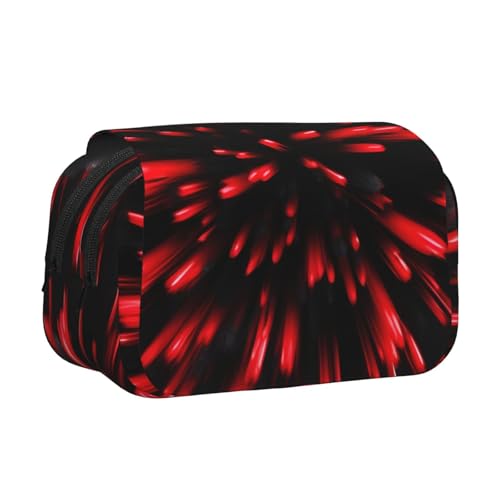 axzttupy Explosion Burst Federmäppchen mit rotem und schwarzem Druck, stilvolles Federmäppchen, Reise- und Bürobedarf, praktischer Make-up-Organizer von axzttupy