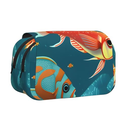 axzttupy Federmäppchen, Motiv: Ozean, Unterwasserfisch-Druck, stilvoll, für Reisen, Bürobedarf, praktischer Make-up-Organizer von axzttupy