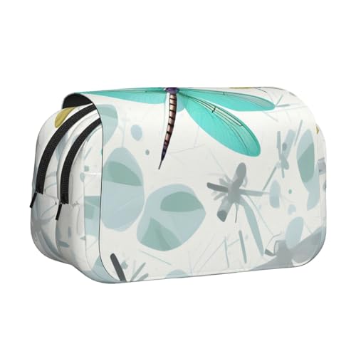 axzttupy Federmäppchen, Motiv: grüne Libellen, für Reisen, Bürobedarf, praktischer Make-up-Organizer von axzttupy