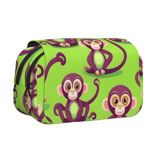 axzttupy Federmäppchen, Motiv: grüner Affe, stilvoll, für Reisen, Bürobedarf, praktischer Make-up-Organizer von axzttupy