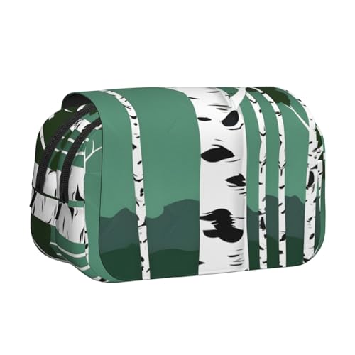 axzttupy Federmäppchen mit Birkenbäumen-Aufdruck, stilvolles Federmäppchen, Reise- und Bürobedarf, praktischer Make-up-Organizer von axzttupy