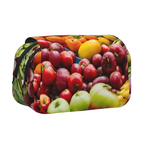 axzttupy Federmäppchen mit Gemüse, Obst, 1 Druck, stilvolles Federmäppchen, Reise- und Bürobedarf, praktischer Make-up-Organizer von axzttupy