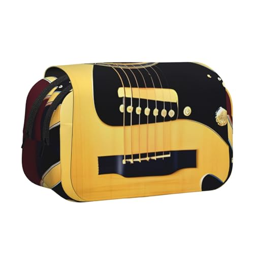 axzttupy Federmäppchen mit Gitarren-Aufdruck, stilvolles Federmäppchen, Reise- und Bürobedarf, praktischer Make-up-Organizer von axzttupy