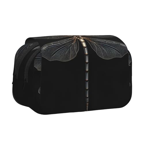 axzttupy Federmäppchen mit Libellen-Aufdruck, stilvolles Federmäppchen, Reise- und Bürobedarf, praktischer Make-up-Organizer von axzttupy