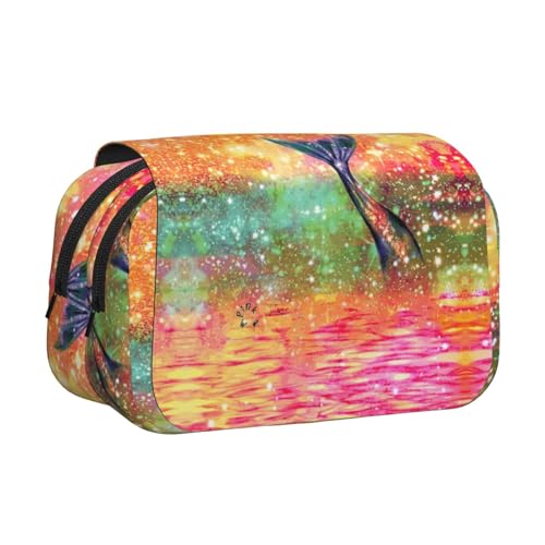 axzttupy Federmäppchen mit Meerjungfrauenschwanz-Aufdruck, stilvolles Federmäppchen, Reise- und Bürobedarf, praktischer Make-up-Organizer von axzttupy