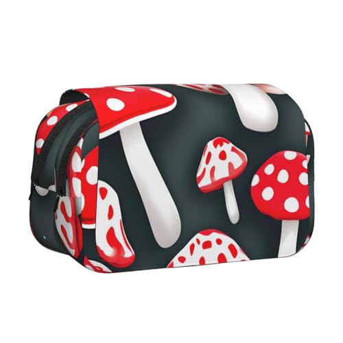 axzttupy Federmäppchen mit Pilz-Druck, für Reisen, Büro, praktischer Organizer für Make-up, Schreibwaren, Rot / Weiß von axzttupy