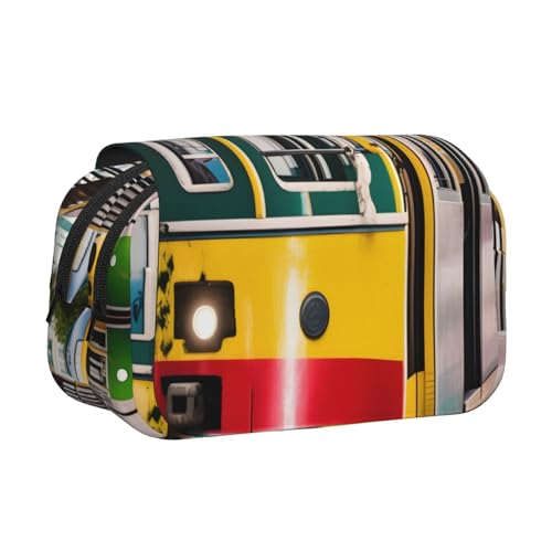 axzttupy Federmäppchen mit Straßenbahn-Aufdruck, Motiv: Lissabon, für Reisen, Bürobedarf, praktischer Make-up-Organizer von axzttupy