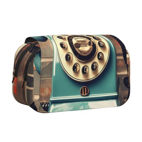 axzttupy Federmäppchen mit englischem Retro-/London-Telefonaufdruck, stilvolles Federmäppchen, Reise- und Bürobedarf, praktischer Make-up-Organizer von axzttupy