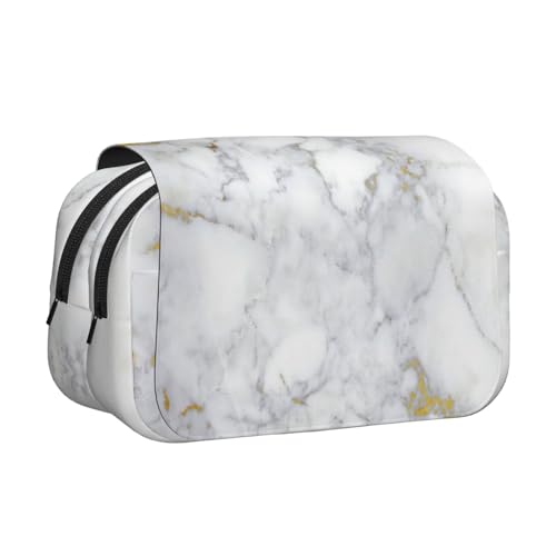 axzttupy Federmäppchen mit hellschwarzem Marmordruck, stilvolles Federmäppchen, Reise- und Bürobedarf, praktischer Make-up-Organizer von axzttupy