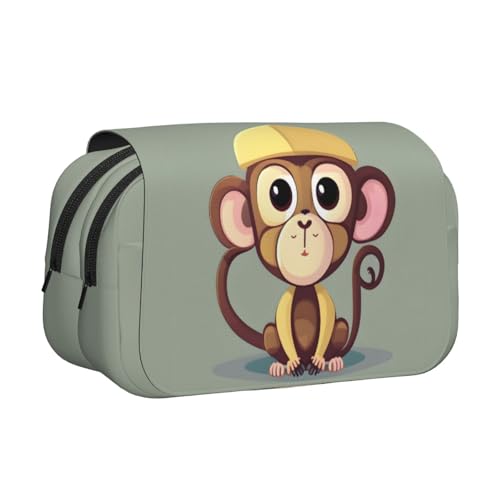 axzttupy Federmäppchen mit niedlichem Affendruck, stilvolles Federmäppchen, Reise- und Bürobedarf, praktischer Make-up-Organizer von axzttupy