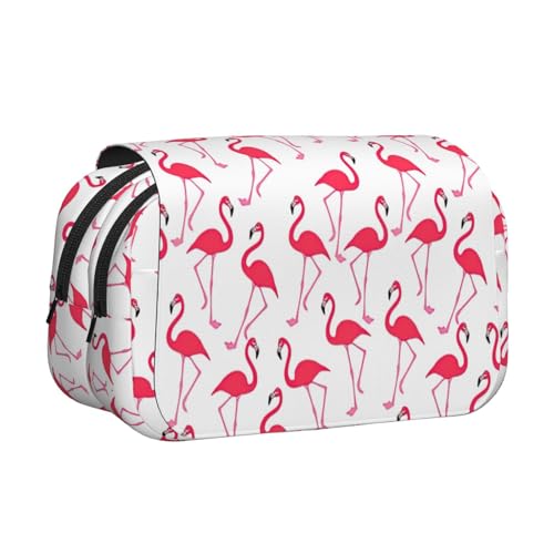 axzttupy Federmäppchen mit pinkem Flamingo-Muster, stilvolles Federmäppchen, Reise- und Bürobedarf, praktischer Make-up-Organizer von axzttupy
