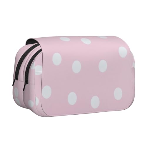 axzttupy Federmäppchen mit pinkem Punktemuster, stilvolles Federmäppchen, Reise- und Bürobedarf, praktischer Make-up-Organizer von axzttupy