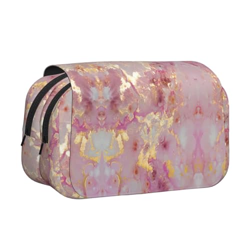 axzttupy Federmäppchen mit rosa Marmor-Textur, stilvolles Federmäppchen, Reise- und Bürobedarf, praktischer Make-up-Organizer von axzttupy